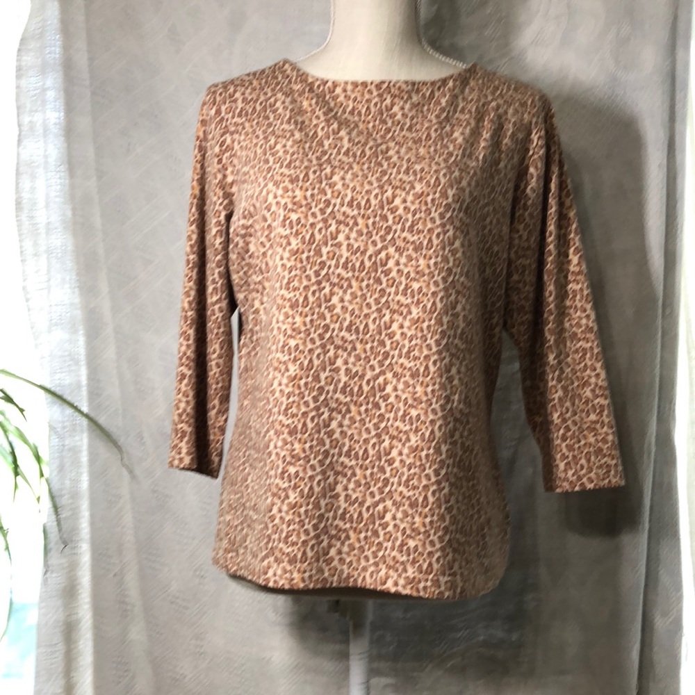 Talbots brown leopard print top